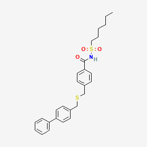 4-((([1,1'-Biphenyl]-4-ylmethyl)thio)methyl)-N-(hexylsulfonyl)benzamide chemical structure (CAS 1621673-53-7)
