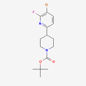 tert-butyl 4-(5-bromo-6-fluoropyridin-2-yl)piperidine-1-carboxylate chemical structure (CAS 1622840-00-9)