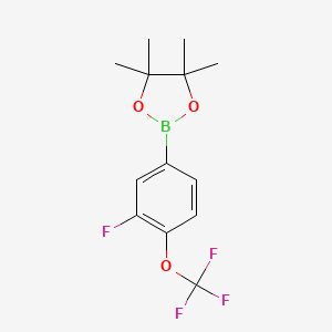 2-(3-Fluoro-4-(trifluoromethoxy)phenyl)-4,4,5,5-tetramethyl-1,3,2-dioxaborolane chemical structure (CAS 1622916-38-4)