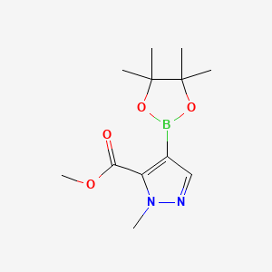 Methyl 1-methyl-4-(4,4,5,5-tetramethyl-1,3,2-dioxaborolan-2-yl)-1H-pyrazole-5-carboxylate chemical structure (CAS 1622992-89-5)