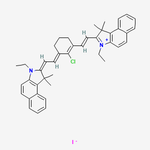 2-(2-(2-Chloro-3-(2-(3-ethyl-1,1-dimethyl-1,3-dihydro-2H-benzo[e]indol-2-ylidene)ethylidene)cyclohex-1-en-1-yl)vinyl)-3-ethyl-1,1-dimethyl-1H-benzo[e]indol-3-ium iodide chemical structure (CAS 162411-29-2)