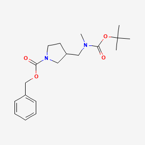 Benzyl 3-(((tert-butoxycarbonyl)(methyl)amino)methyl)pyrrolidine-1-carboxylate chemical structure (CAS 1624261-26-2)