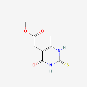 Methyl 2-(6-methyl-4-oxo-2-thioxo-1,2,3,4-tetrahydropyrimidin-5-yl)acetate chemical structure (CAS 162498-44-4)