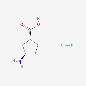 (1R,3R)-3-Aminocyclopentanecarboxylic acid hydrochloride chemical structure (CAS 1625682-44-1)
