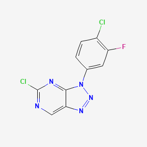 5-Chloro-3-(4-chloro-3-fluorophenyl)-3H-[1,2,3]triazolo[4,5-d]pyrimidine chemical structure (CAS 1627180-68-0)