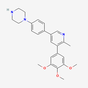1-(4-(6-Methyl-5-(3,4,5-trimethoxyphenyl)pyridin-3-yl)phenyl)piperazine chemical structure (CAS 1627503-67-6)