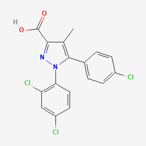 5-(4-Chlorophenyl)-1-(2,4-dichlorophenyl)-4-methylpyrazole-3-carboxylic acid chemical structure (CAS 162758-35-2)