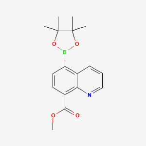 Methyl 5-(4,4,5,5-tetramethyl-1,3,2-dioxaborolan-2-yl)quinoline-8-carboxylate chemical structure (CAS 1627722-90-0)