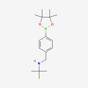 2-Methyl-N-(4-(4,4,5,5-tetramethyl-1,3,2-dioxaborolan-2-yl)benzyl)propan-2-amine chemical structure (CAS 1628014-71-0)