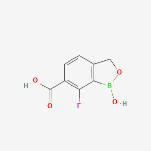 7-Fluoro-1-hydroxy-1,3-dihydrobenzo[c][1,2]oxaborole-6-carboxylic acid chemical structure (CAS 1628151-46-1)