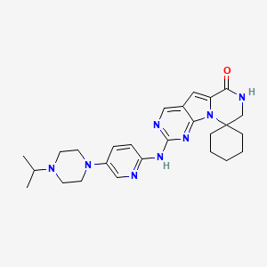 2'-((5-(4-Isopropylpiperazin-1-yl)pyridin-2-yl)amino)-7',8'-dihydro-6'H-spiro[cyclohexane-1,9'-pyrazino[1',2':1,5]pyrrolo[2,3-d]pyrimidin]-6'-one chemical structure (CAS 1628256-23-4)