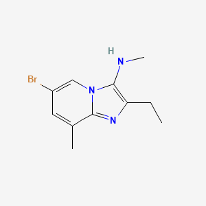 6-Bromo-2-ethyl-N,8-dimethylimidazo[1,2-a]pyridin-3-amine chemical structure (CAS 1628264-07-2)