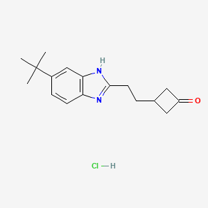 3-(2-(6-(tert-Butyl)-1H-benzo[d]imidazol-2-yl)ethyl)cyclobutanone hydrochloride chemical structure (CAS 1628338-77-1)