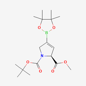 1-(tert-Butyl) 2-methyl (S)-4-(4,4,5,5-tetramethyl-1,3,2-dioxaborolan-2-yl)-2,5-dihydro-1H-pyrrole-1,2-dicarboxylate chemical structure (CAS 1628500-51-5)