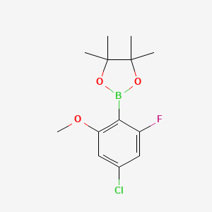 2-(4-Chloro-2-fluoro-6-methoxyphenyl)-4,4,5,5-tetramethyl-1,3,2-dioxaborolane chemical structure (CAS 1628684-11-6)