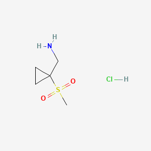 ([1-(Methylsulfonyl)cyclopropyl]methyl)amine hydrochloride chemical structure (CAS 1628734-96-2)