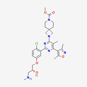 Methyl 2-(2-(2-chloro-5-((R)-2-hydroxy-3-(methylamino)propoxy)phenyl)-6-(3,5-dimethylisoxazol-4-yl)-5-methylpyrimidin-4-yl)-2,7-diazaspiro[3.5]nonane-7-carboxylate chemical structure (CAS 1628830-21-6)
