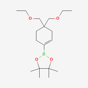 2-(4,4-Bis(Ethoxymethyl)cyclohex-1-en-1-yl)-4,4,5,5-tetramethyl-1,3,2-dioxaborolane chemical structure (CAS 1628927-33-2)