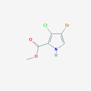 Methyl 4-bromo-3-chloro-1H-pyrrole-2-carboxylate chemical structure (CAS 1629633-72-2)