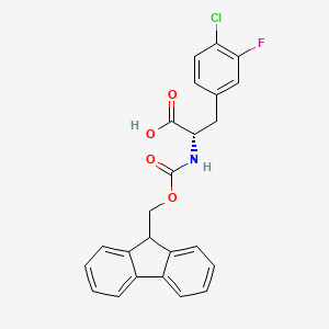 (S)-2-((((9H-Fluoren-9-yl)methoxy)carbonyl)amino)-3-(4-chloro-3-fluorophenyl)propanoic acid chemical structure (CAS 1629658-27-0)