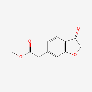 Methyl 2-(3-oxo-2,3-dihydrobenzofuran-6-yl)acetate chemical structure (CAS 1630261-44-7)