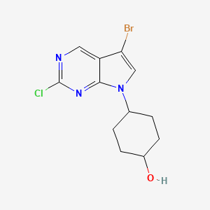 trans-4-(5-Bromo-2-chloro-7H-pyrrolo[2,3-d]pyrimidin-7-yl)cyclohexanol chemical structure (CAS 1630906-40-9)
