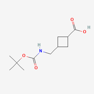 3-(((tert-Butoxycarbonyl)amino)methyl)cyclobutanecarboxylic acid chemical structure (CAS 1630907-04-8)