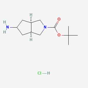 rel-(3aR,5s,6aS)-tert-Butyl 5-aminohexahydrocyclopenta[c]pyrrole-2(1H)-carboxylate hydrochloride chemical structure (CAS 1630907-13-9)