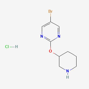 5-Bromo-2-(piperidin-3-yloxy)pyrimidine hydrochloride chemical structure (CAS 1632286-11-3)