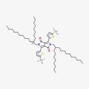 2,5-Bis(2-octyldodecyl)-3,6-bis(5-(trimethylstannyl)thiophen-2-yl)-2,5-dihydropyrrolo[3,4-c]pyrrole-1,4-dione chemical structure (CAS 1632459-72-3)