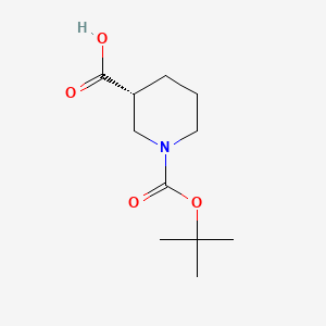 (R)-1-(tert-Butoxycarbonyl)piperidine-3-carboxylic acid chemical structure (CAS 163438-09-3)