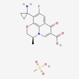 (S)-10-(1-Aminocyclopropyl)-9-fluoro-3-methyl-7-oxo-3,7-dihydro-2H-[1,4]oxazino[2,3,4-ij]quinoline-6-carboxylic acid methanesulfonic acid salt chemical structure (CAS 163680-77-1)