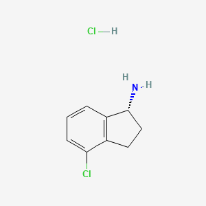 (R)-4-Chloro-2,3-dihydro-1H-inden-1-amine hydrochloride chemical structure (CAS 1637453-69-0)