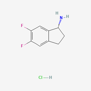 (R)-5,6-Difluoro-2,3-dihydro-1H-inden-1-amine hydrochloride chemical structure (CAS 1637453-74-7)
