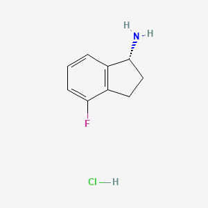 (R)-4-Fluoro-2,3-dihydro-1H-inden-1-amine hydrochloride chemical structure (CAS 1637540-45-4)