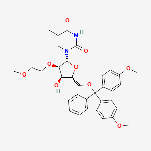 1-((2R,3R,4R,5R)-5-((Bis(4-methoxyphenyl)(phenyl)methoxy)methyl)-4-hydroxy-3-(2-methoxyethoxy)tetrahydrofuran-2-yl)-5-methylpyrimidine-2,4(1H,3H)-dione chemical structure (CAS 163759-50-0)