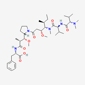 (S)-2-((2R,3R)-3-((S)-1-((3R,4S,5S)-4-((S)-2-((S)-2-(Dimethylamino)-3-methylbutanamido)-N,3-dimethylbutanamido)-3-methoxy-5-methylheptanoyl)pyrrolidin-2-yl)-3-methoxy-2-methylpropanamido)-3-phenylpropanoic acid chemical structure (CAS 163768-50-1)
