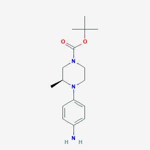 tert-Butyl (S)-4-(4-aminophenyl)-3-methylpiperazine-1-carboxylate chemical structure (CAS 1638251-84-9)