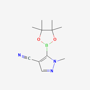 1-Methyl-5-(4,4,5,5-tetramethyl-1,3,2-dioxaborolan-2-yl)-1H-pyrazole-4-carbonitrile chemical structure (CAS 1638360-07-2)