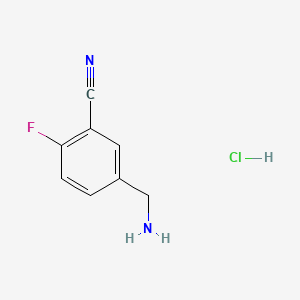 5-(Aminomethyl)-2-fluorobenzonitrile hydrochloride chemical structure (CAS 1638487-42-9)