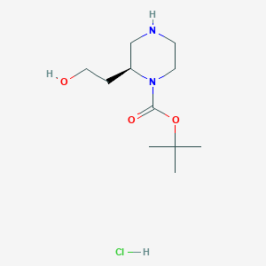 (S)-tert-Butyl 2-(2-hydroxyethyl)piperazine-1-carboxylate hydrochloride chemical structure (CAS 1638487-43-0)