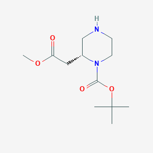 tert-Butyl (R)-2-(2-methoxy-2-oxoethyl)piperazine-1-carboxylate chemical structure (CAS 1638744-04-3)