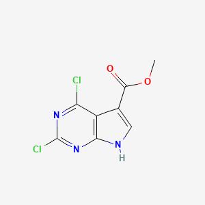 Methyl 2,4-dichloro-7H-pyrrolo[2,3-d]pyrimidine-5-carboxylate chemical structure (CAS 1638760-75-4)