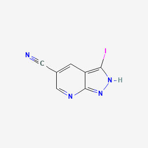 3-Iodo-1H-pyrazolo[3,4-b]pyridine-5-carbonitrile chemical structure (CAS 1638764-68-7)