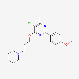 5-Chloro-2-(4-methoxyphenyl)-4-methyl-6-(3-(piperidin-1-yl)propoxy)pyrimidine chemical structure (CAS 1639220-15-7)