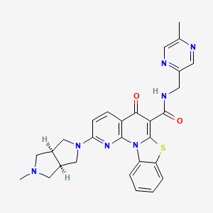 rel-2-((3aR,6aS)-5-Methylhexahydropyrrolo[3,4-c]pyrrol-2(1H)-yl)-N-((5-methylpyrazin-2-yl)methyl)-5-oxo-5H-benzo[4,5]thiazolo[3,2-a][1,8]naphthyridine-6-carboxamide chemical structure (CAS 1639357-93-9)