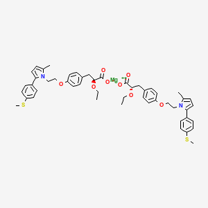 (T-4)-Bis[(αS)-α-(ethoxy-κO)-4-[2-[2-methyl-5-[4-(methylthio)phenyl]-1H-pyrrol-1-yl]ethoxy]benzenepropanoato-κO]magnesium chemical structure (CAS 1639792-20-3)