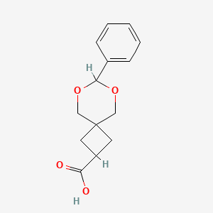 7-Phenyl-6,8-dioxaspiro[3.5]nonane-2-carboxylic acid chemical structure (CAS 1639838-84-8)
