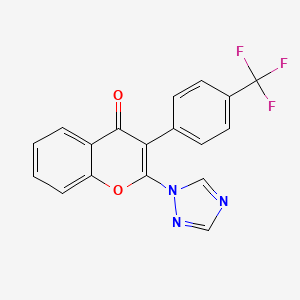 2-(1H-1,2,4-Triazol-1-yl)-3-(4-(trifluoromethyl)phenyl)-4H-chromen-4-one chemical structure (CAS 1639929-29-5)