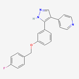 4-(3-(3-((4-Fluorobenzyl)oxy)phenyl)-1H-pyrazol-4-yl)pyridine chemical structure (CAS 1639933-78-0)
